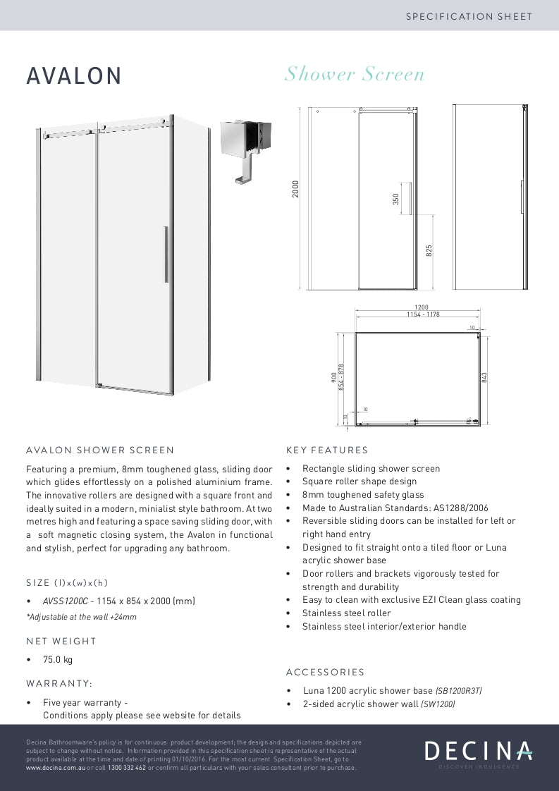 Avalon shower screen sliding door