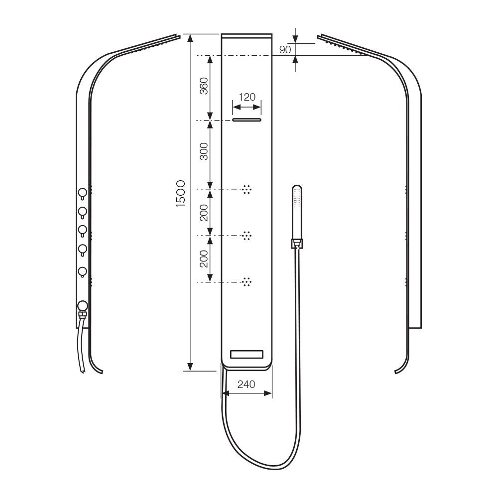 Synergii Shower Panel - left side operation