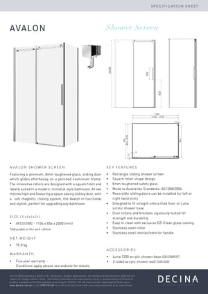 Avalon shower screen sliding door