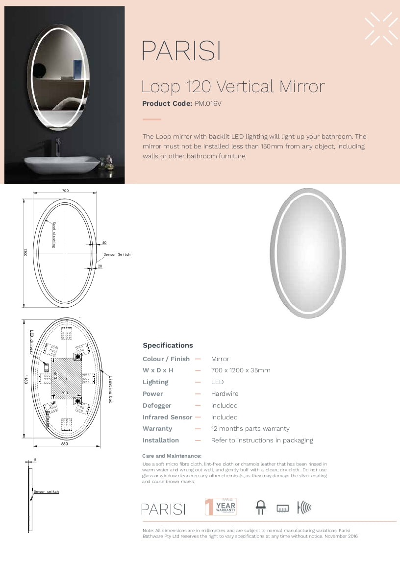 Loop Oval 1200 Mirror Led