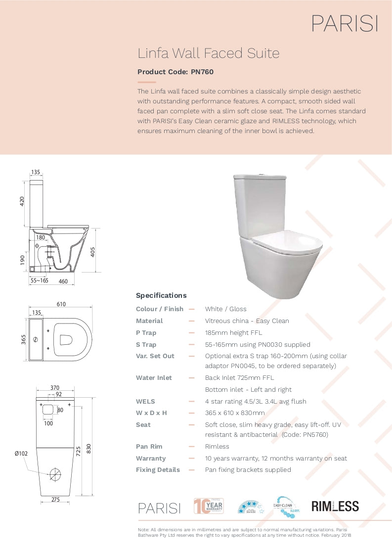 Linfa wall faced suite rimless