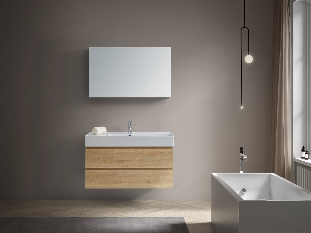 Twenty 1000 Wall Mounted Cabinet with Left Bowl Top Moka